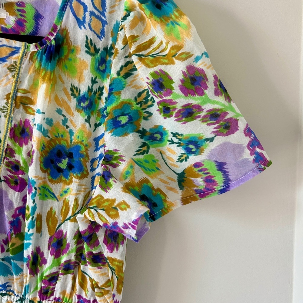 Johnny Was Ikat Bloom Tiered Floral Print Midi Dress Size Small - Picture 4 of 12